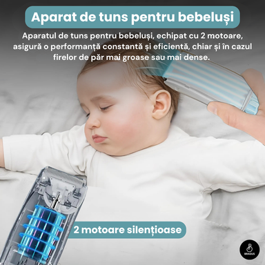 Aparat de Tuns BRAGUS Bebelusi/Adulti, Aspirare Par, IPX7, Albastru