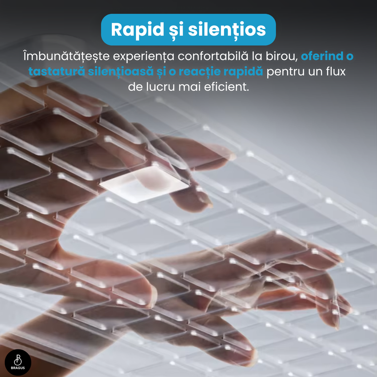 Tastatură Wireless Reîncărcabilă, BRAGUS, Bluetooth 5.1, USB, 500mAh, Ultra Subțire, Aluminiu, Conectare Simultană pe 3 Dispozitive, Compatibilă PC, Windows, Mac, iOS, Android, Type-C, 230g