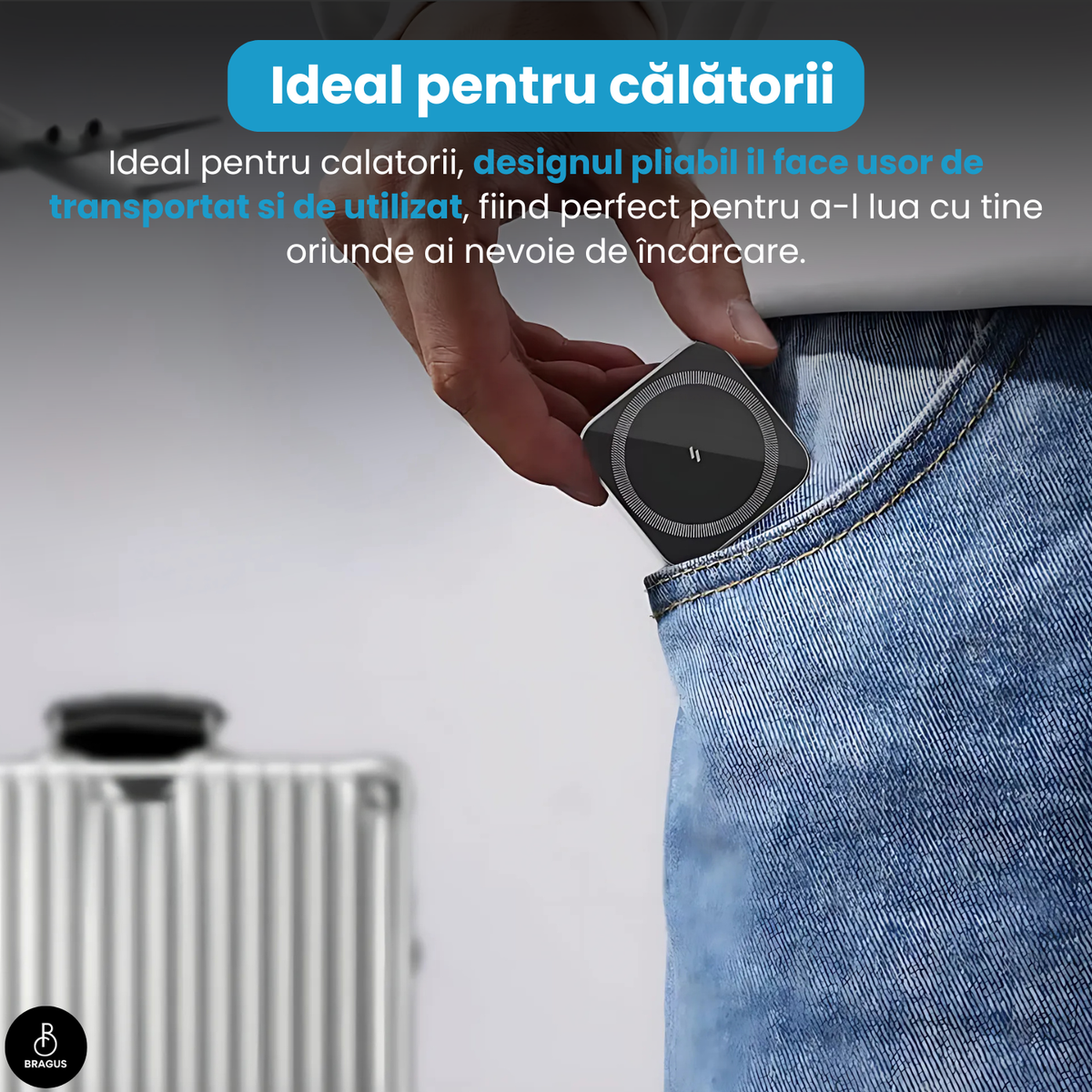 Încărcător Wireless 2 în 1, Încărcare Simultană 2 Dispozitive, Pliabil, Tehnologie MagSafe, Încărcare Duală, Magnet Puternic, Suport pentru Telefon, Compatibil iPhone, Apple Watch, AirPods, Negru