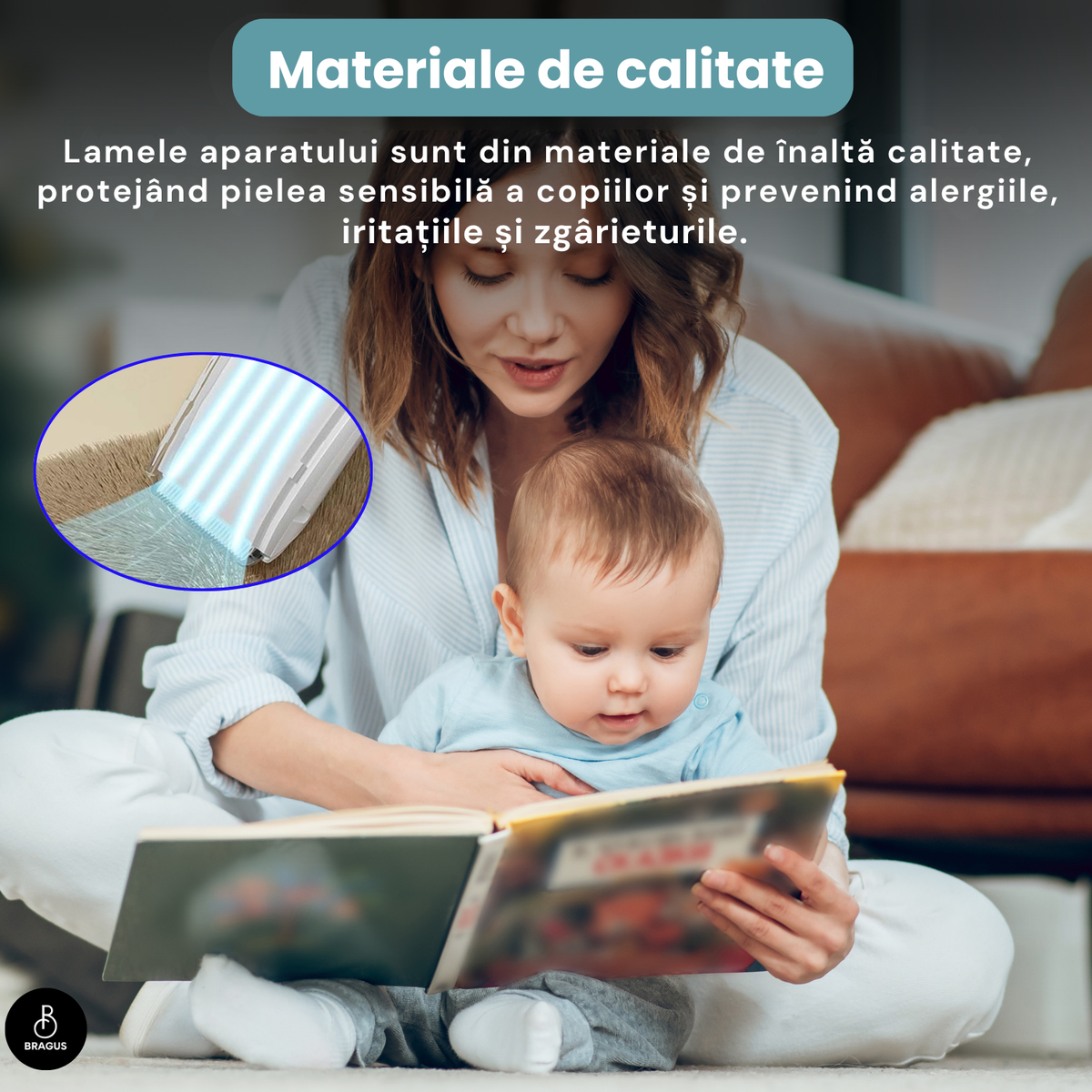 Aparat de Tuns BRAGUS Bebelusi/Adulti, Aspirare Par, IPX7, Albastru