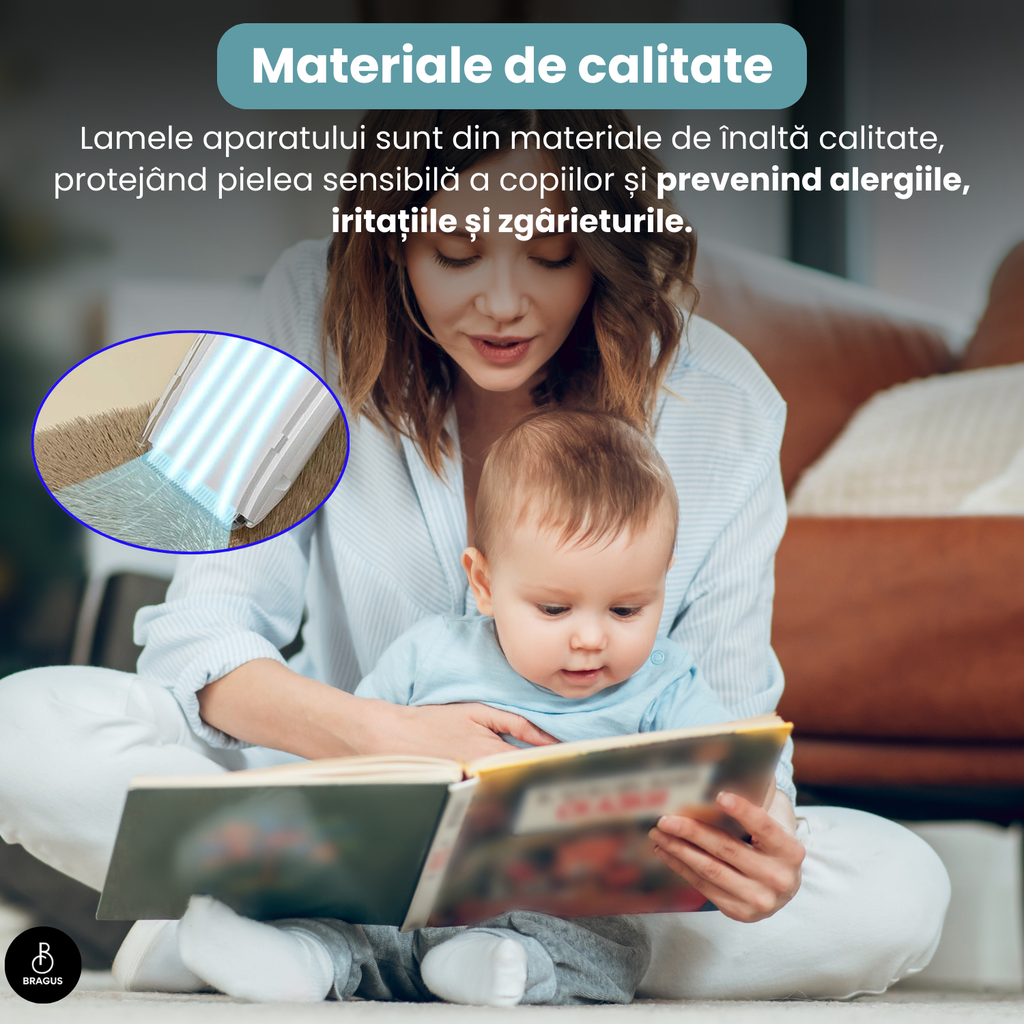 Aparat de Tuns pentru Bebelusi, Copii si Adulti, BRAGUS, 600mAh, 2 Trepte de Viteza, 2 Motoare Silentioase, Functie de Aspirare a Parului, Rezistent la Apa IPX7, Reincarcabil USB, 3 Piepteni Inclusi
