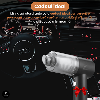 Mini Aspirator Auto Portabil, Acumulator 2400mAh, 9000Pa, 120W, Autonomie 30min, 2 în 1 Aspirare și Suflare, Vidare, Umflare, LED, Filtru HEPA, 3 Filtre Incluse, pentru Mașină și Casă, Încărcare USB