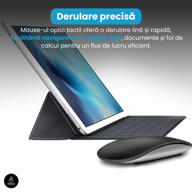 Mouse Wireless cu Gesturi, BRAGUS, Reîncărcabil USB-C, Ultra Subțire, 1600 dpi, 68gr, Mouse Touch cu Gesturi, Silențios, Design Elegant, Compact, Mouse fără fir, Compatibil cu Laptop, Telefon, Tabletă