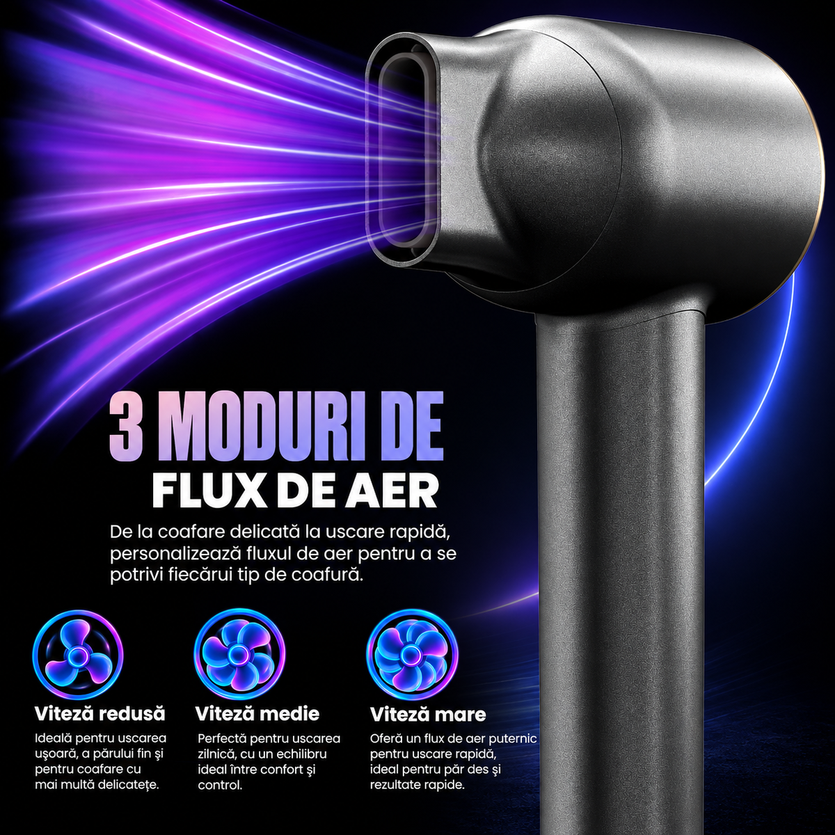 Uscător de Păr Profesional BRAGUS, 1600W, 110.000 RPM, Ecran LCD, Plasmă, Motor Brushless, Senzor Pornire/Oprire Automată, 5 Trepte de Temperatură, 3 Viteze, Duză Magnetică, Silențios, Curățare Automată