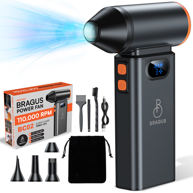 Suflantă Aer Comprimat, Portabilă, Turbo 110000 RPM, 4 Trepte de Viteză, Baterie 5200 mAh, Lumină LED, Până la 60 Minute Utilizare, Reîncărcabilă USB-C, Motor Brushless 100W, Pentru Curte sau Mașină