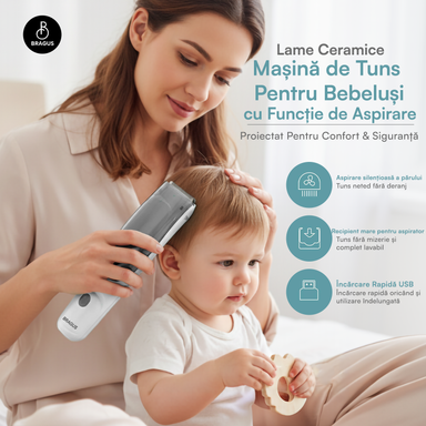 Aparat de Tuns BRAGUS Bebelusi/Adulti, Aspirare Par, IPX7, Verde (Copie)