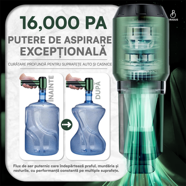 Mini Aspirator Portabil, BRAGUS, Pliabil, 16000Pa, 100W, Baterie 6000mAh, Autonomie 30min, 2în1 Aspirare și Suflare, Vidare, Umflare, 9 Accesorii, 3 Viteze, Filtru HEPA Reutilizabil, 3 Filtre
