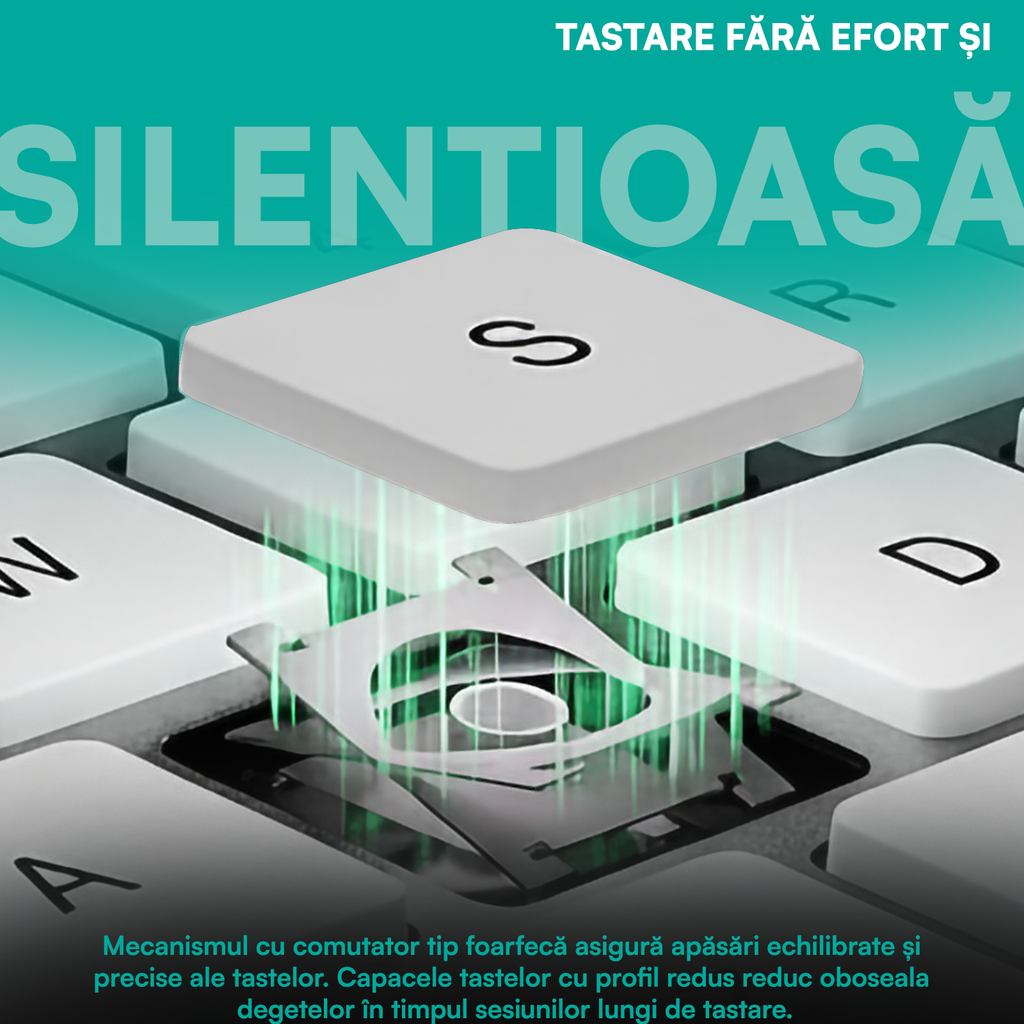 Tastatură wireless pliabilă, ultra-subțire, portabilă, reîncărcabilă USB-C, touch pad cu 2 click-uri, pliabilă în 3 secțiuni, Bluetooth 5.0, compatibilă Android, iOS, Smart TV, tabletă, PC, 200g