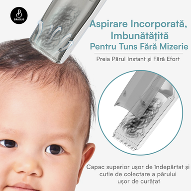 Aparat de Tuns BRAGUS Bebelusi/Adulti, Aspirare Par, IPX7, Verde (Copie)