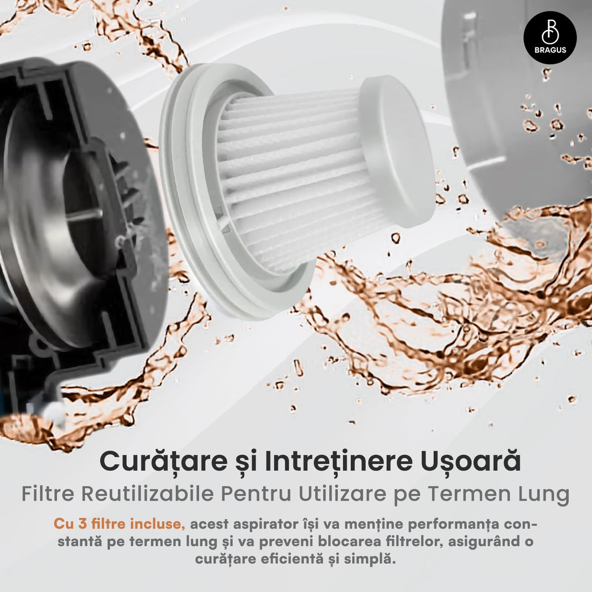 Mini Aspirator Auto Portabil, Acumulator 2400mAh, 9000Pa, 120W, Autonomie 30min, 2 în 1 Aspirare și Suflare, Vidare, Umflare, LED, Filtru HEPA, 3 Filtre Incluse, pentru Mașină și Casă, Încărcare USB