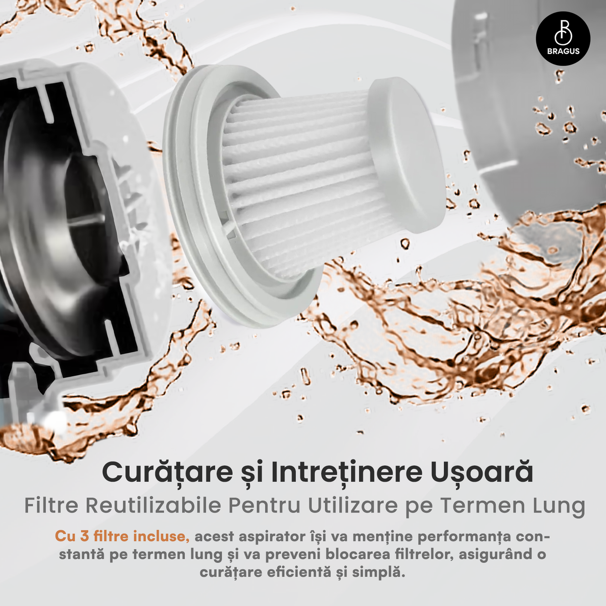Mini Aspirator Auto Portabil, Acumulator 2400mAh, 9000Pa, 120W, Autonomie 30min, 2 în 1 Aspirare și Suflare, Vidare, Umflare, LED, Filtru HEPA, 3 Filtre Incluse, pentru Mașină și Casă, Încărcare USB