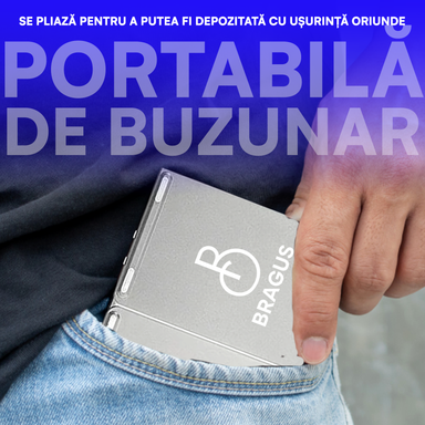 Tastatură Pliabilă Ultra Subțire, Bluetooth 5.0, Reîncărcabilă USB, 140mAh, Autonomie 100h, Pliabilă în 3 secțiuni, 3 Conexiuni Simultane, Wireless, Compatibilă cu Android, iOS, Smart TV, PC, 200g