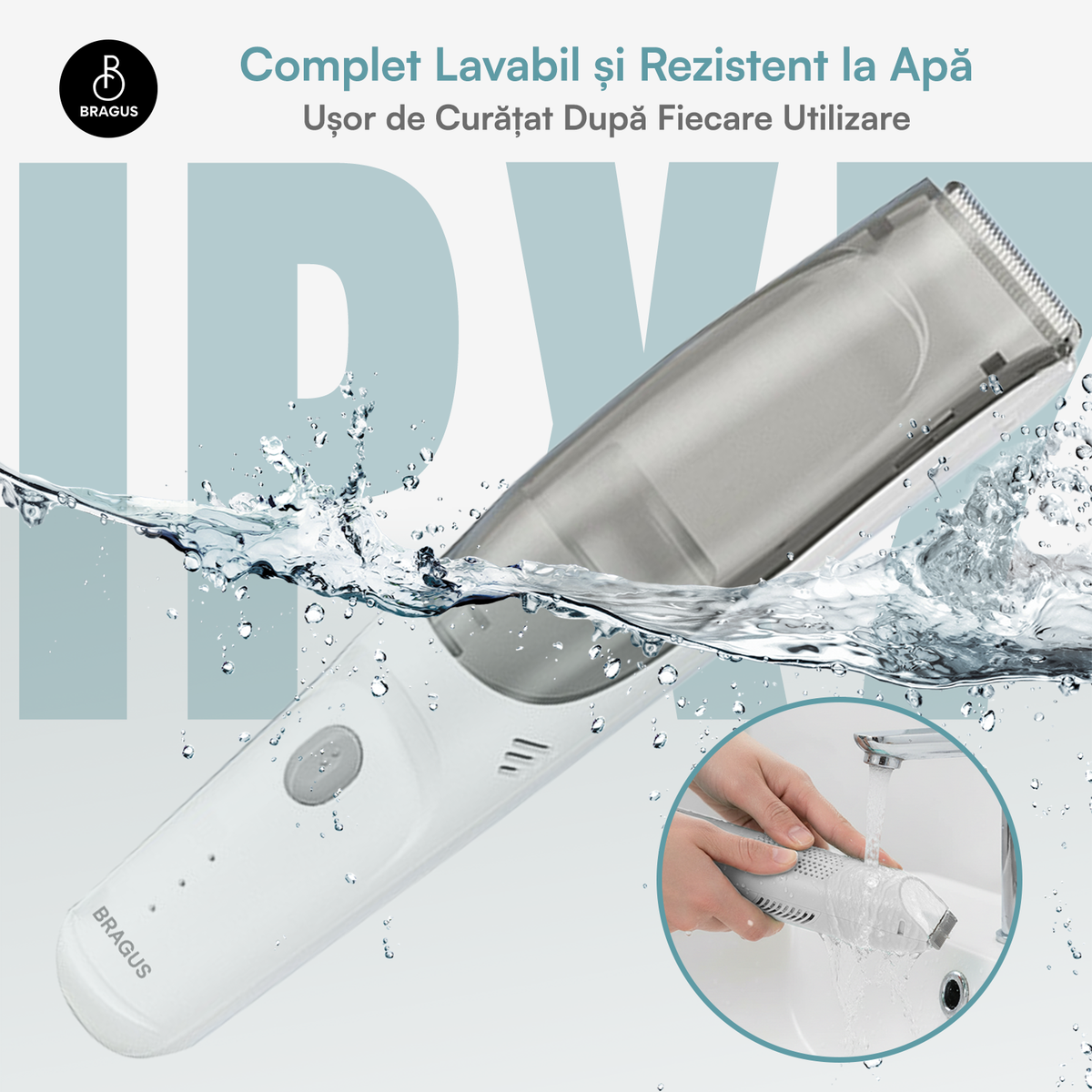 Aparat de Tuns BRAGUS Bebelusi/Adulti, Aspirare Par, IPX7, Verde (Copie)