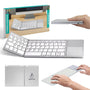 Tastatură wireless pliabilă, ultra-subțire, portabilă, reîncărcabilă USB-C, touch pad cu 2 click-uri, pliabilă în 3 secțiuni, Bluetooth 5.0, compatibilă Android, iOS, Smart TV, tabletă, PC, 200g