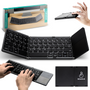 Tastatură wireless pliabilă, ultra-subțire, portabilă, reîncărcabilă USB-C, touch pad cu 2 click-uri, pliabilă în 3 secțiuni, Bluetooth 5.0, compatibilă Android, iOS, Smart TV, tabletă, PC, 200g