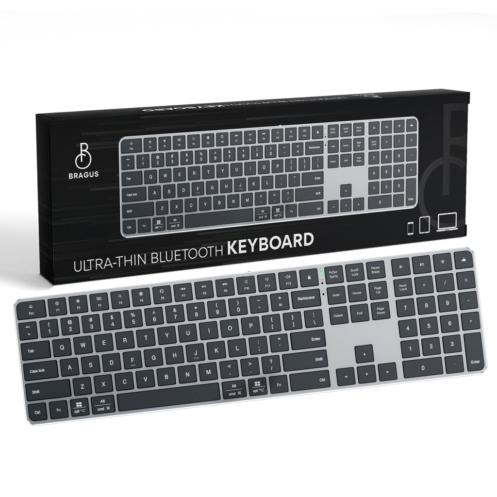 Tastatura Wireless BRAGUS BT 5.2, Aluminiu, 495g, Type-C, Negru