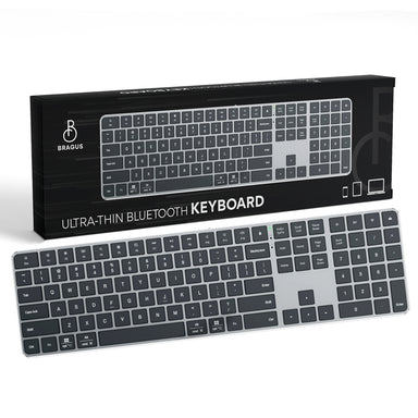 Tastatura Wireless BRAGUS BT 5.2, Aluminiu, 495g, Type-C, Negru