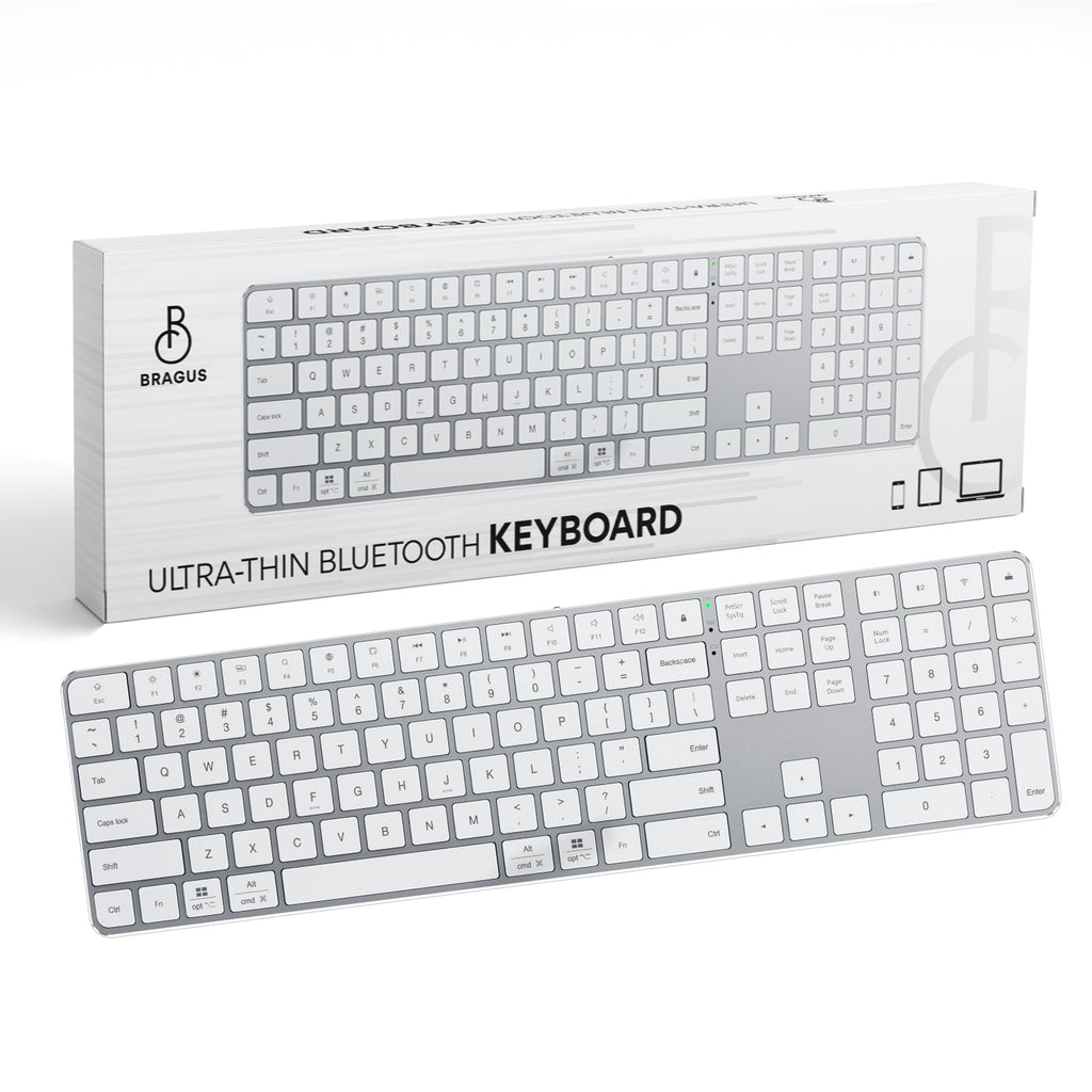 Tastatura Wireless BRAGUS BT 5.2, Aluminiu, 495g, Type-C, Alb