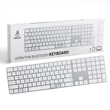 Tastatura Wireless BRAGUS BT 5.2, Aluminiu, 495g, Type-C, Alb