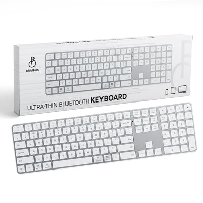 Tastatura Wireless BRAGUS BT 5.2, Aluminiu, 495g, Type-C, Alb